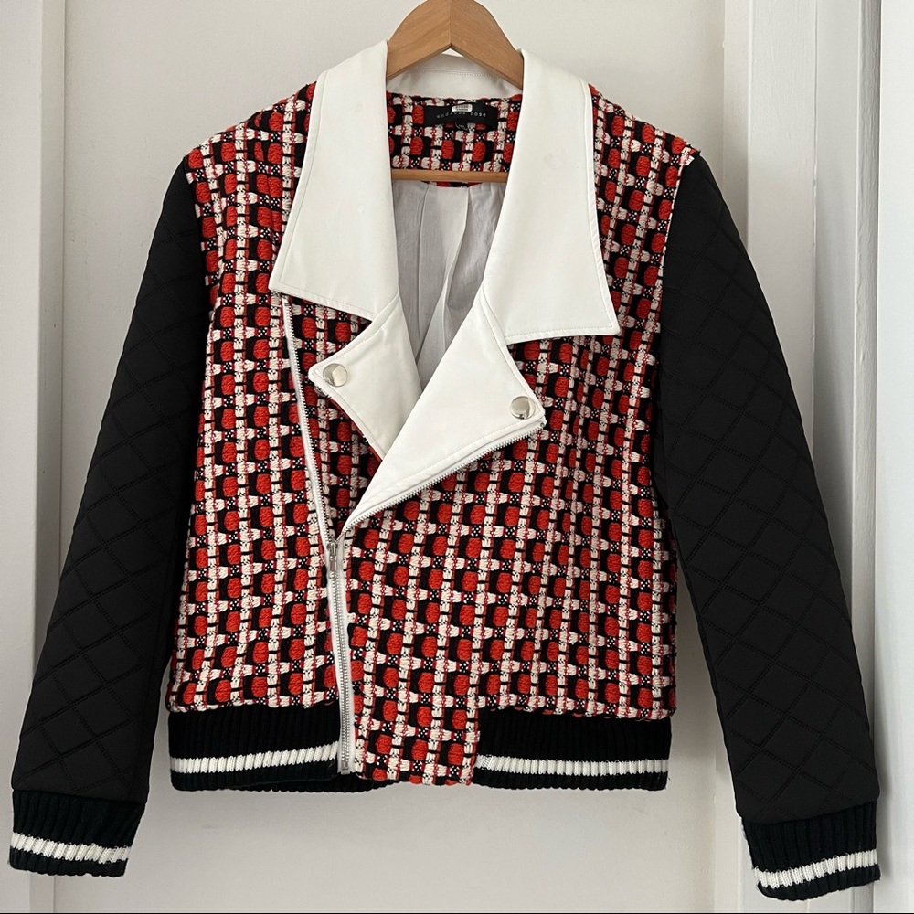 endless rose fabric & quilted bomber jacket 🧡❤️🖤🤍